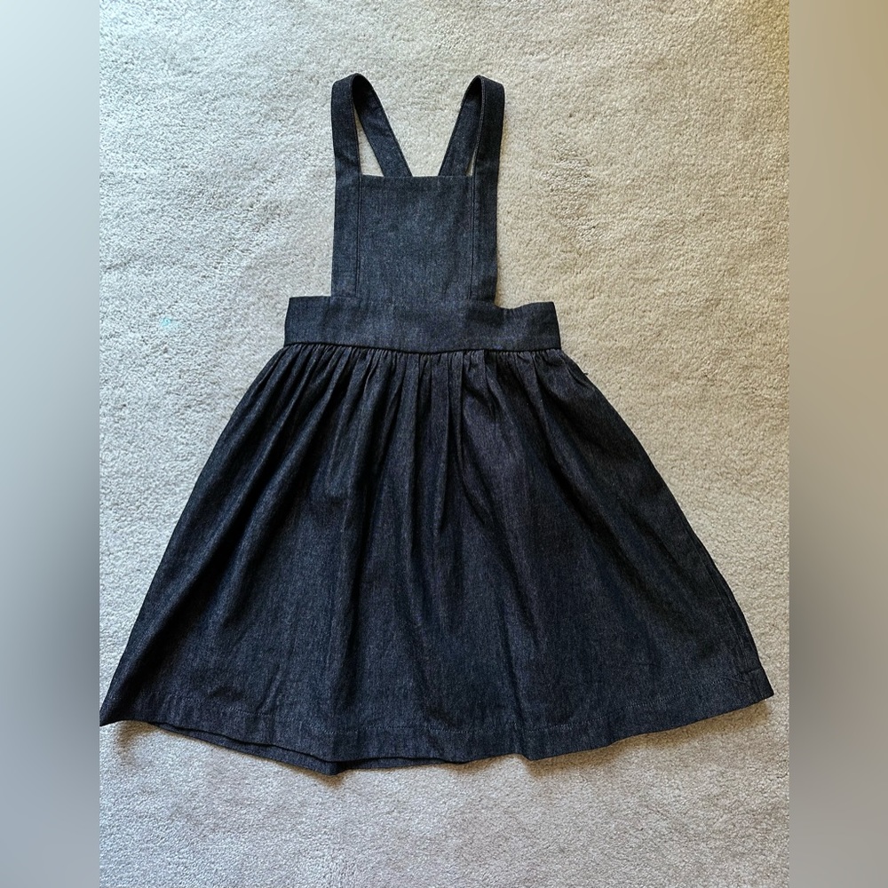 WREN & JAMES NWT Girls Size 5 Black Denim Apron Pinafore Dress